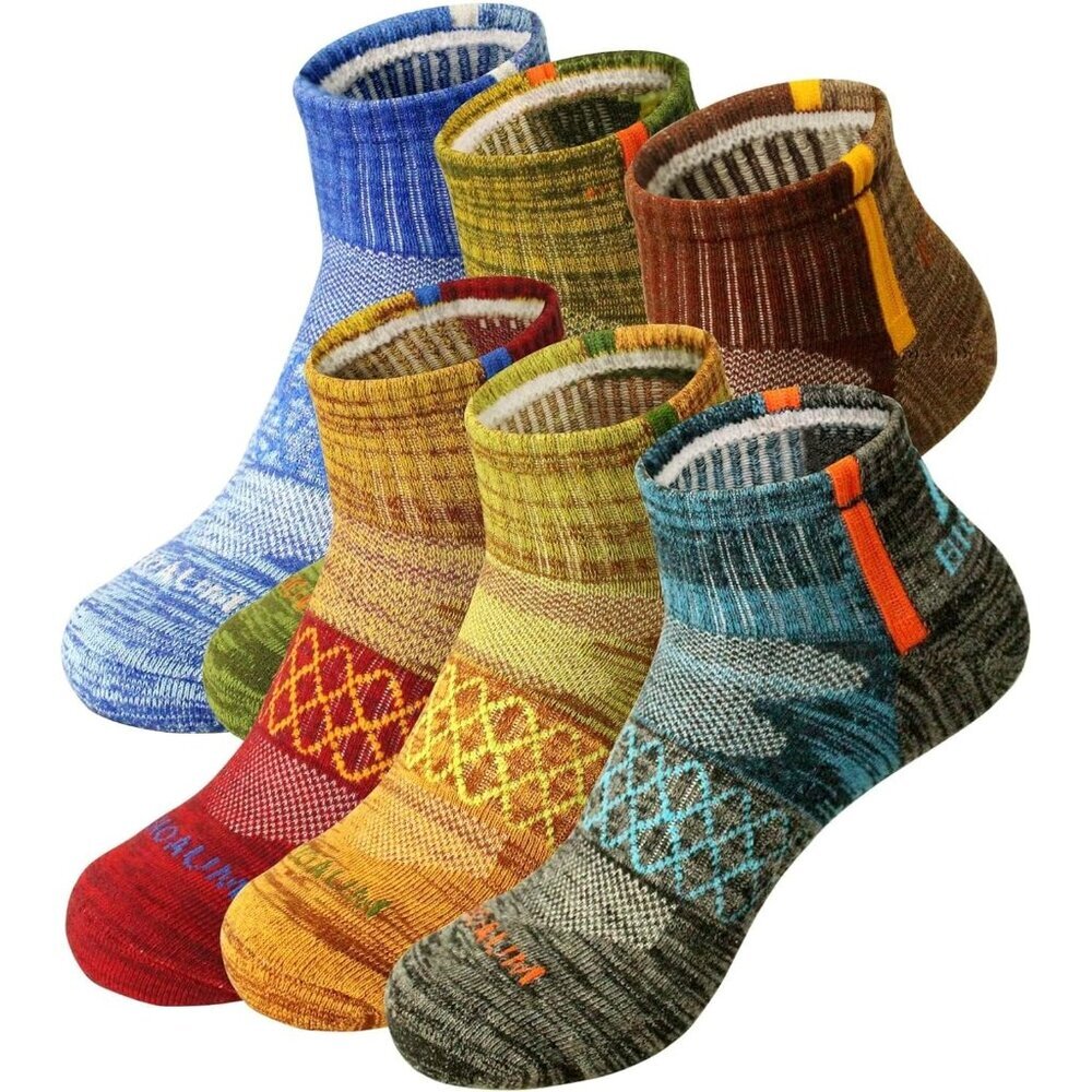 Men's Athletic Cotton Quarter Socks Size 10-13 6 Pairs Colors Running Work